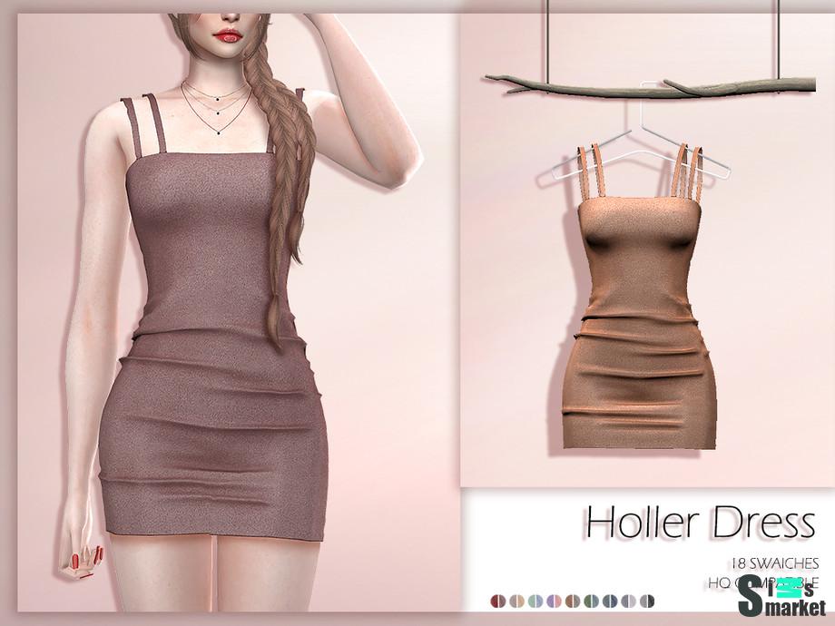 Платье Holler by Lisaminicatsims  для Симс 4. Скачать мод