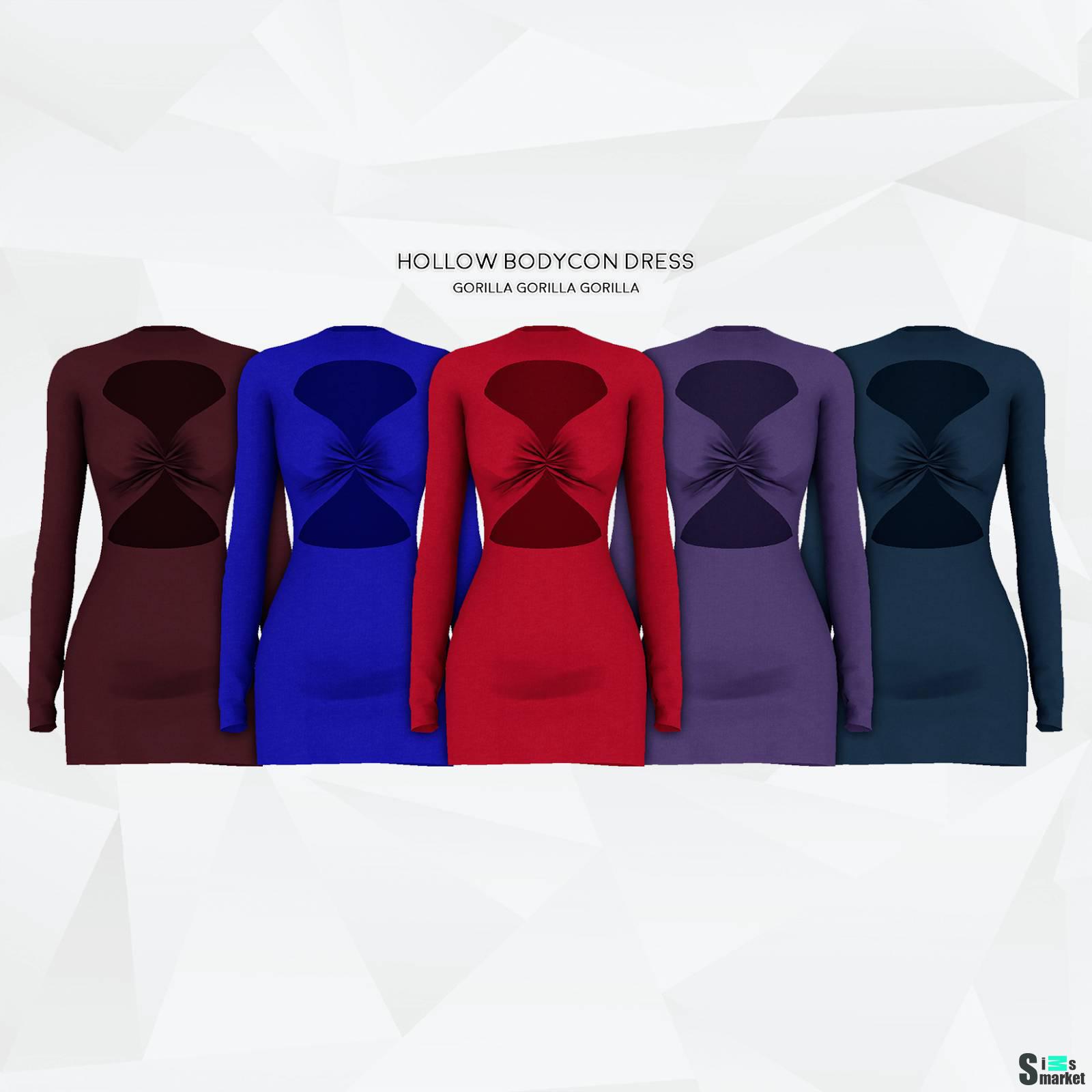 Платье "Hollow Bodycon Dress" для Симс 4 для Симс 4. Скачать мод