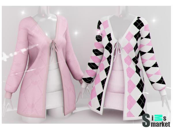 Платье и свитер by babyetears для Симс 4. Скачать мод