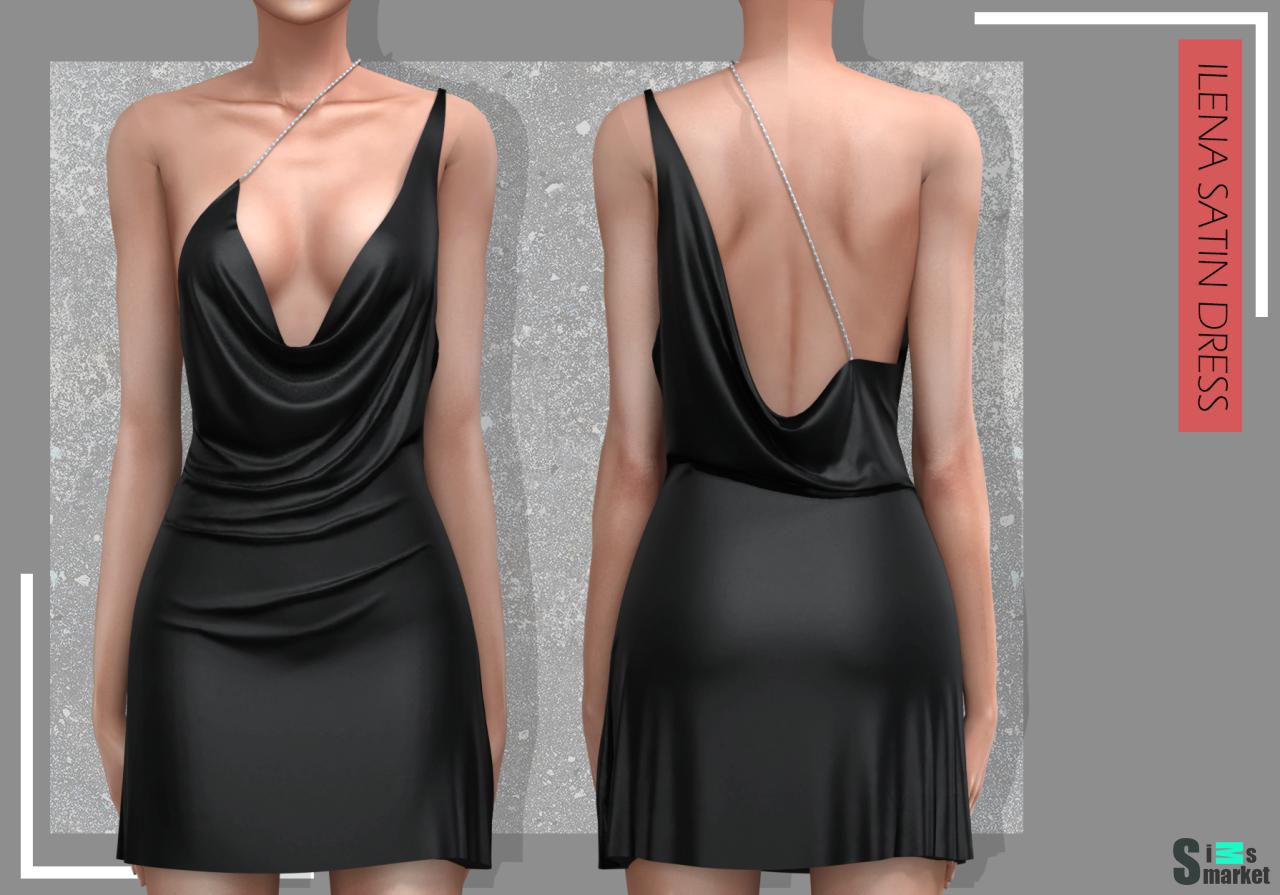 Платье "Ilena satin dress" BELALOALLURE для Симс 4. Скачать мод