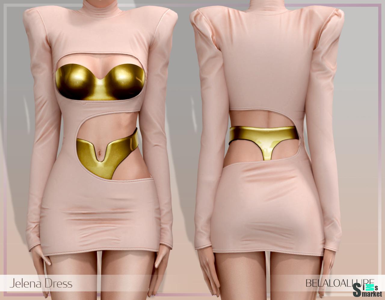 Платье "Jelena dress" BELALOALLURE для Симс 4. Скачать мод