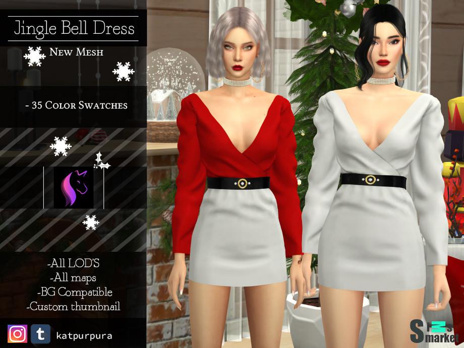 Платье Jingle Bell by KaTPurpura для Симс 4. Скачать мод
