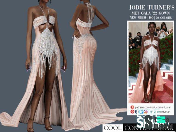 Платье Jodie Turner-Smith's для Симс 4. Скачать мод