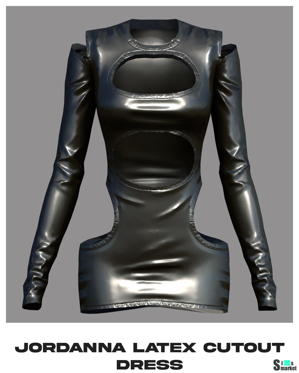 Платье "Jordanna latex cutout dress" BELALOALLURE для Симс 4. Скачать мод