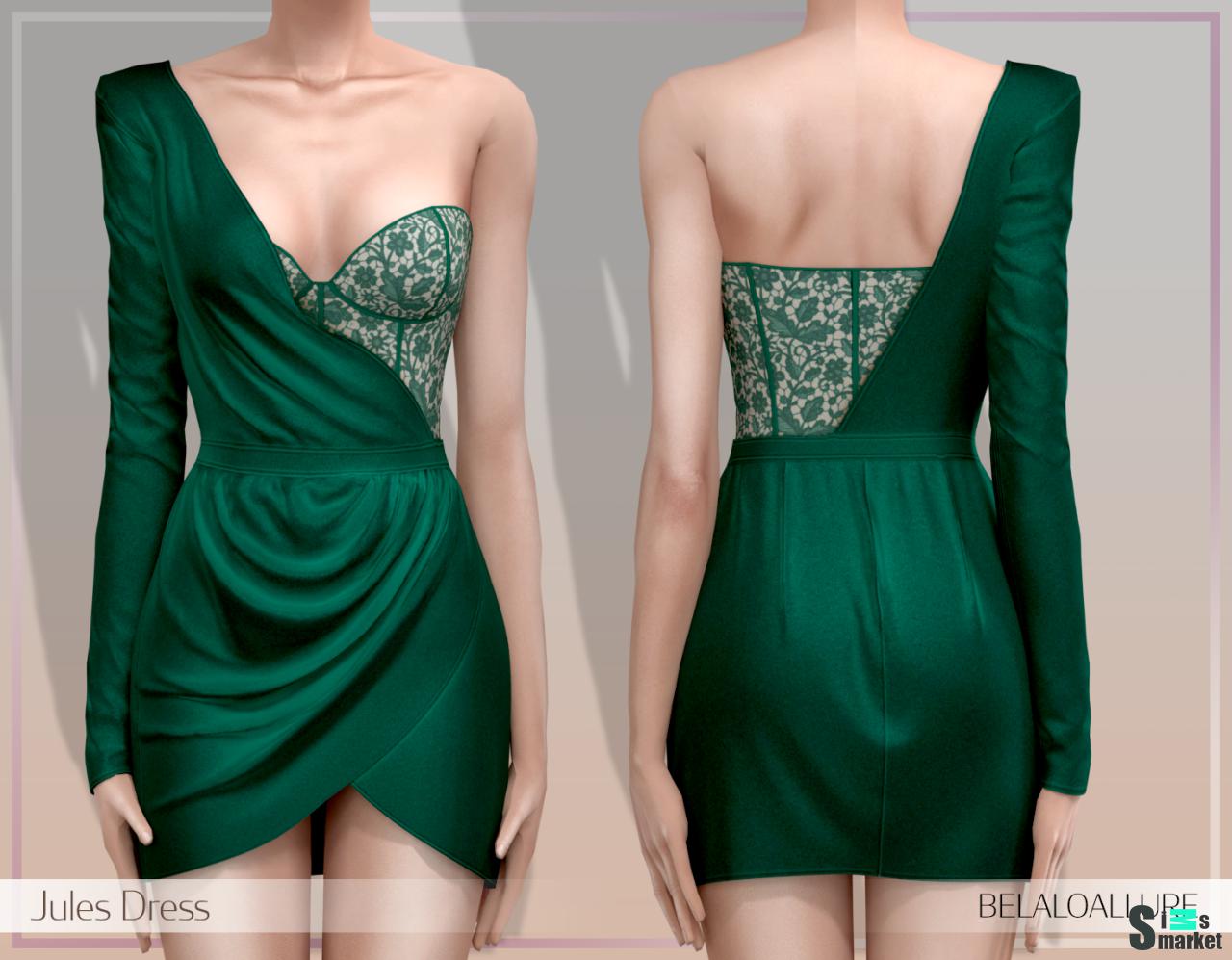 Платье "Jules dress" BELALOALLURE для Симс 4. Скачать мод