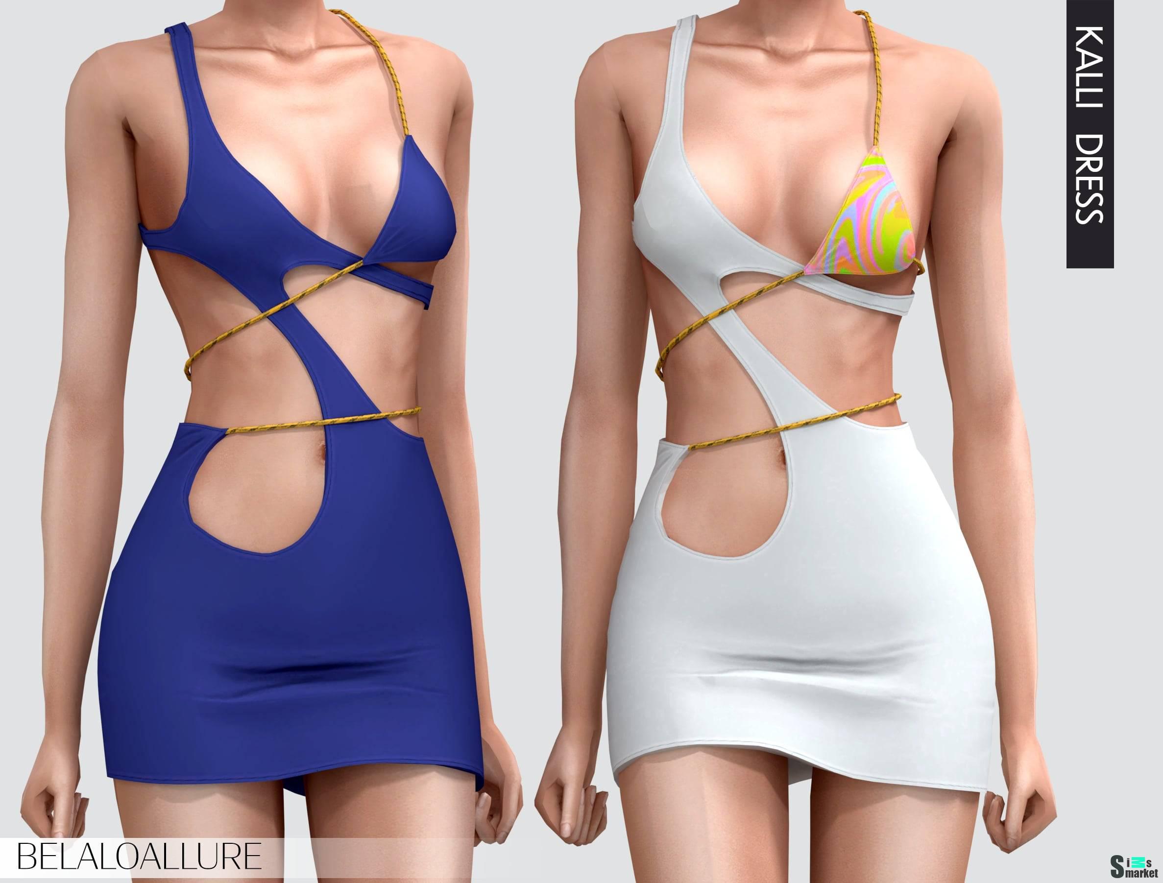 Платье "Kalli dress" BELALOALLURE для Симс 4. Скачать мод