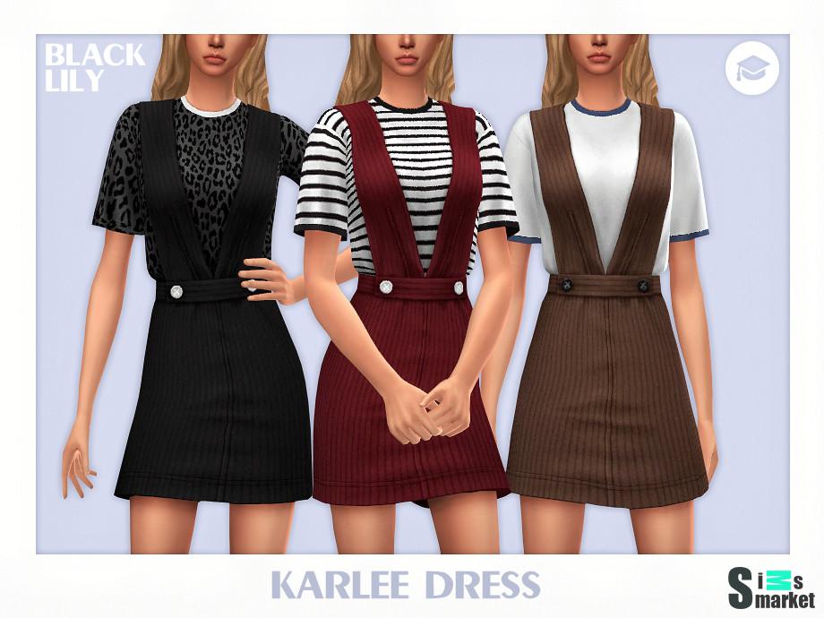 Платье Karlee by Black Lily для Симс 4. Скачать мод
