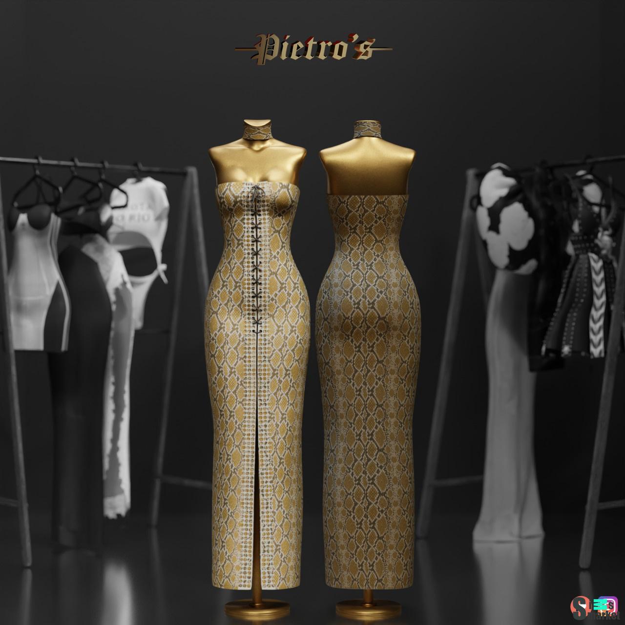 Платье Kim Kardashian’s Dress Snake-Skin для Симс 4. Скачать мод