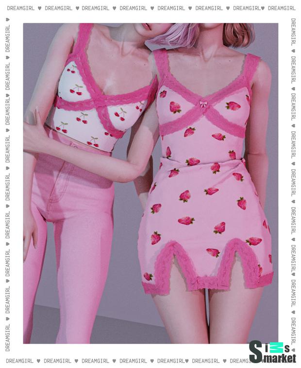 платье lacy_cross_dress by dreamgirl для Симс 4. Скачать мод