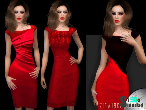 Платье Lady In Red от ZitaRossouw2 для Симс 4. Скачать мод