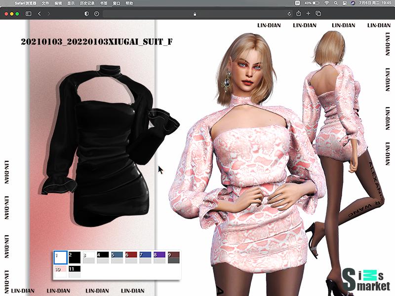 Платье Leather by LIN_DIAN  для Симс 4. Скачать мод