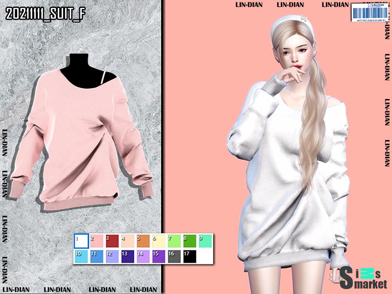 Платье LEISURE by LIN_DIAN для Симс 4. Скачать мод