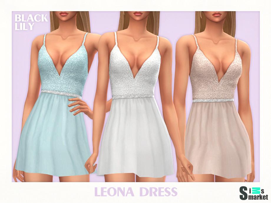 Платье Leona by Black Lily для Симс 4. Скачать мод