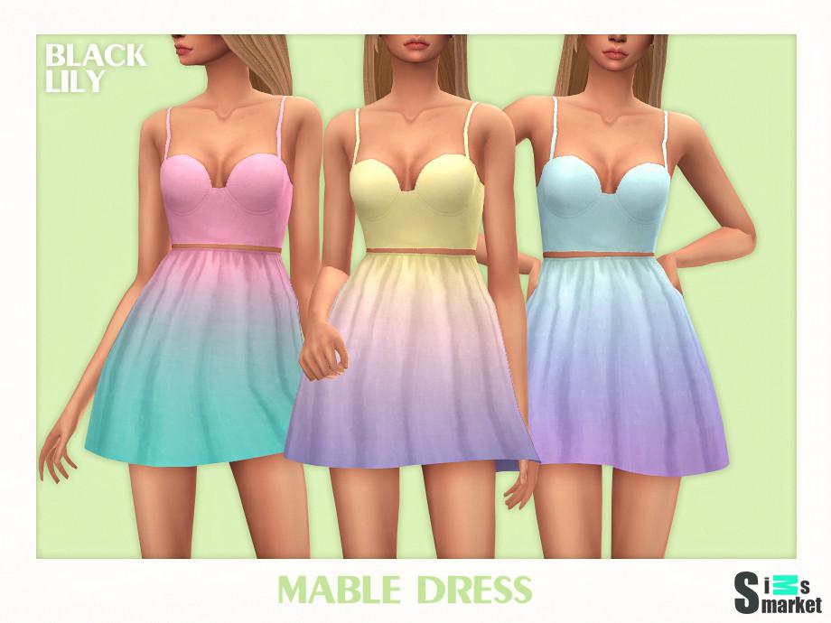 Платье Mable by Black Lily для Симс 4. Скачать мод
