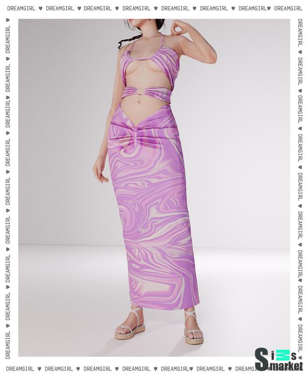 Платье MARBLE CUT OUT by [ d r e a m g i r l ] для Симс 4. Скачать мод