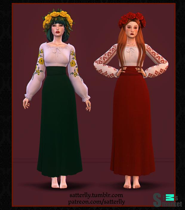 Платье marichka by satterlly для Симс 4. Скачать мод