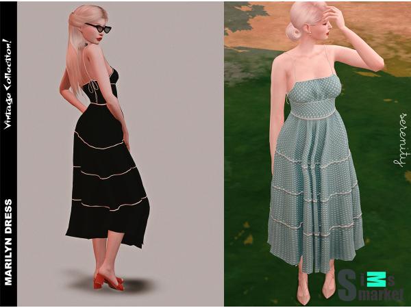 Платье marilyn by serenity-cc для Симс 4. Скачать мод
