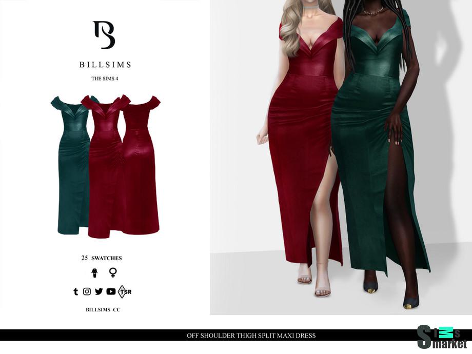 Платье Maxi by Bill Sims для Симс 4. Скачать мод