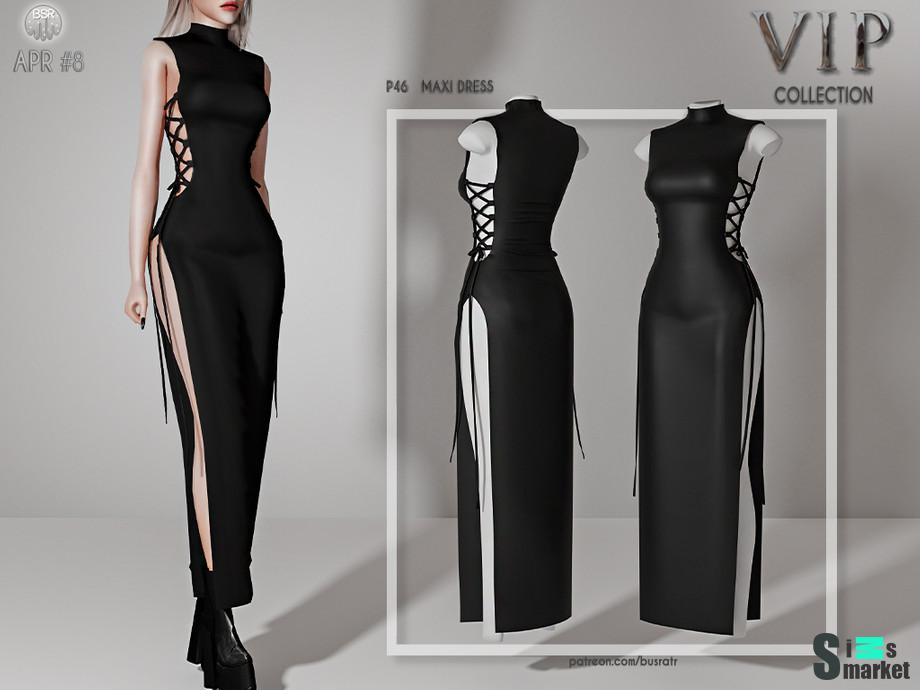 Платье Maxi by busra-tr для Симс 4. Скачать мод