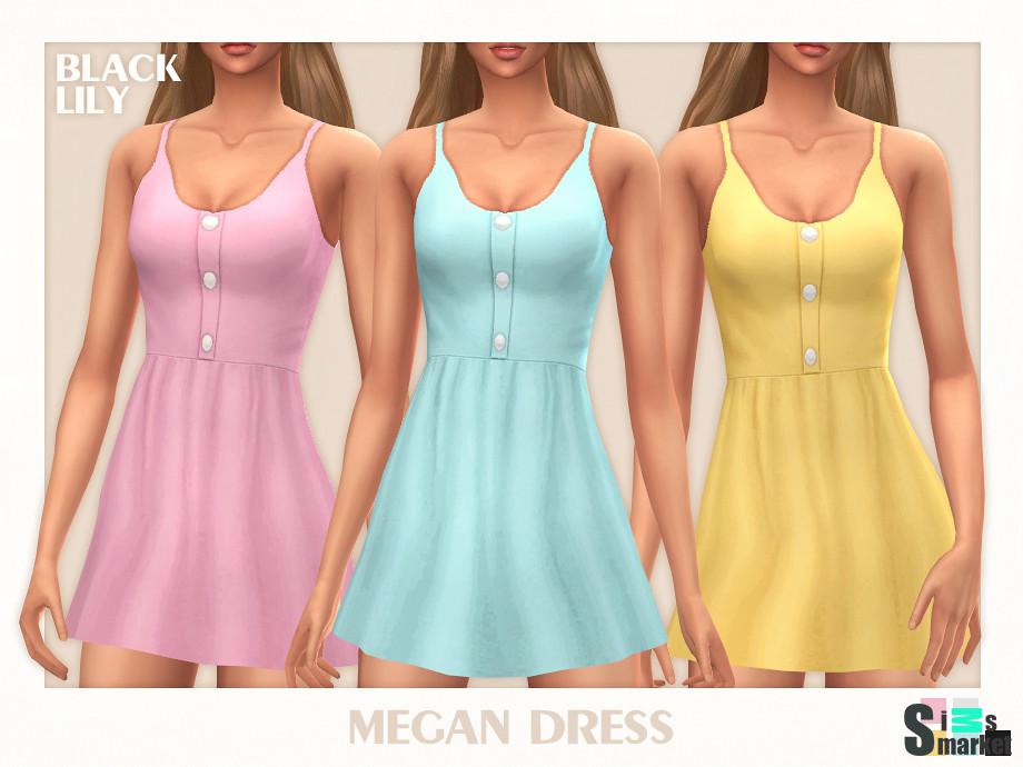 Платье Megan by Black Lily для Симс 4. Скачать мод