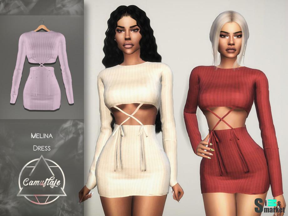 Платье Melina by Camuflaje для Симс 4. Скачать мод