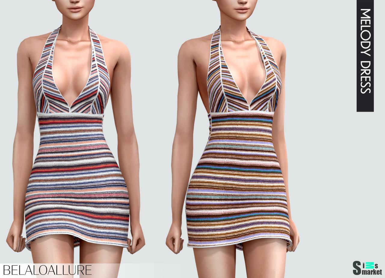 Платье "Melody dress" BELALOALLURE для Симс 4. Скачать мод