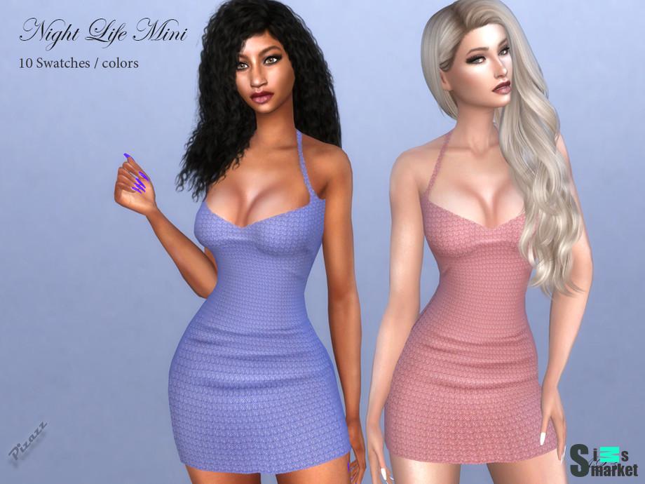 Платье Mini by pizazz для Симс 4. Скачать мод
