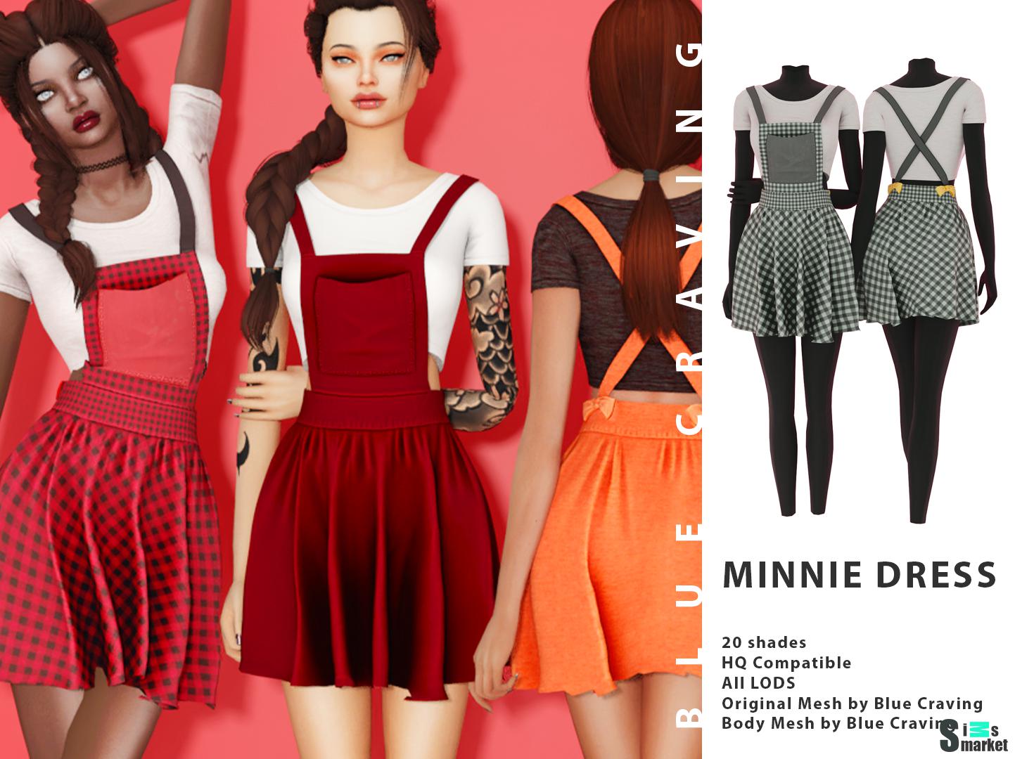 Платье minnie by blue craving для Симс 4. Скачать мод
