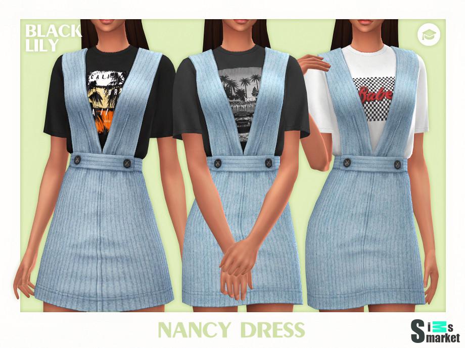 Платье Nancy by Black Lily для Симс 4. Скачать мод