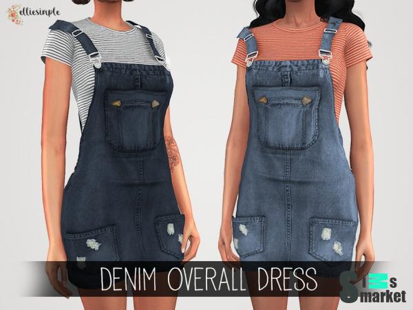 Платье overall by elliesimple для Симс 4. Скачать мод