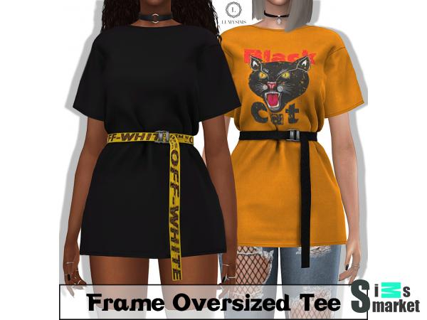 Платье oversized tee by lumysims для Симс 4. Скачать мод