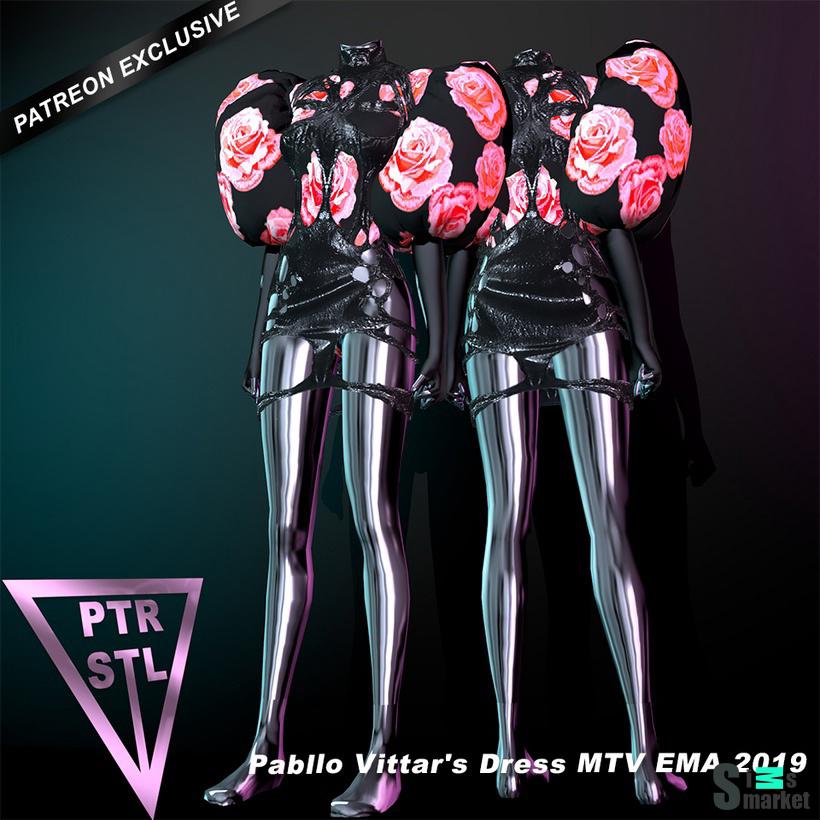Платье Pabllo Vittar's Dress MTV EMA 2019 by Pietro's Style для Симс 4. Скачать мод