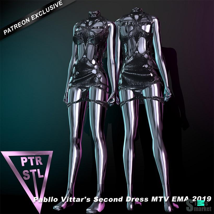 Платье Pabllo Vittar's Second Dress MTV EMA для Симс 4. Скачать мод