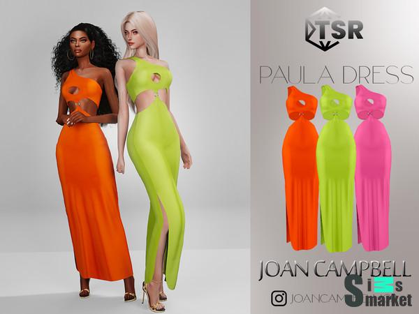 Платье "Paula" by Joan Campbell для Симс 4. Скачать мод