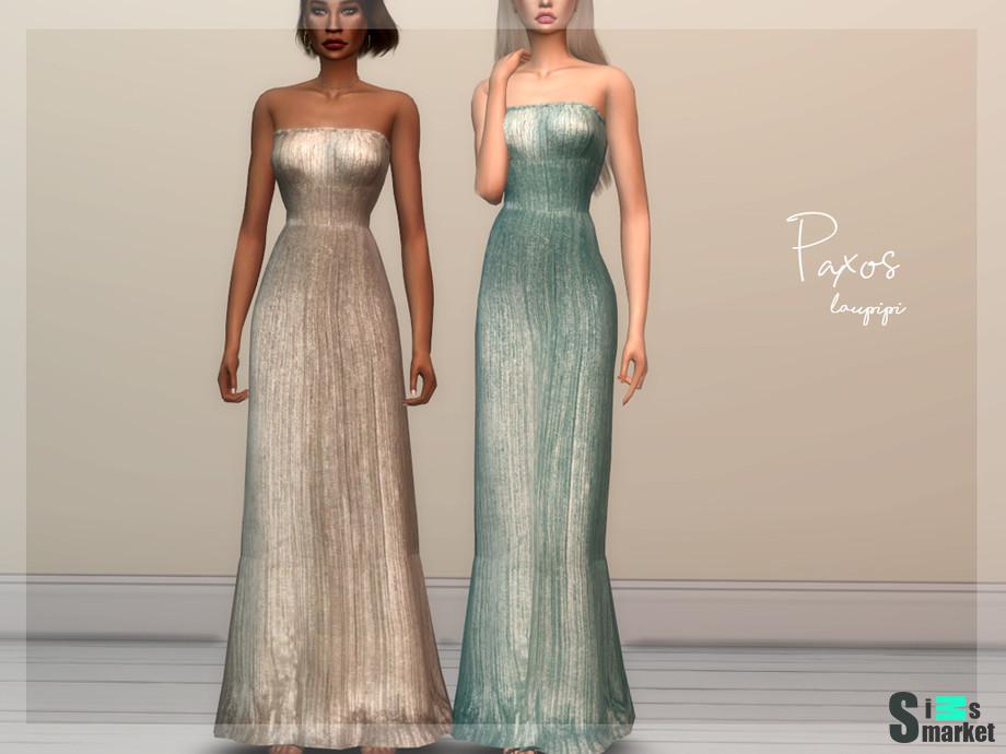 Платье Paxos by laupipi для Симс 4. Скачать мод