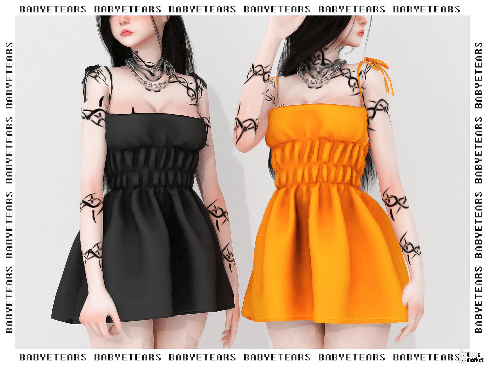 Платье peach by ♡B a b y e t e a r s♡ для Симс 4. Скачать мод