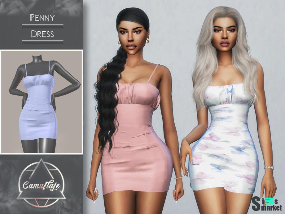 Платье Penny by Camuflaje для Симс 4. Скачать мод