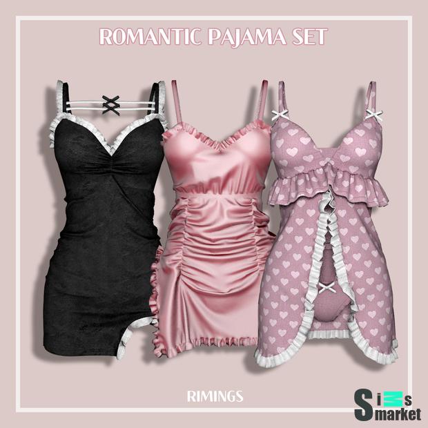 платье-пижама в 3 расцветках by RIMINGS для Симс 4. Скачать мод
