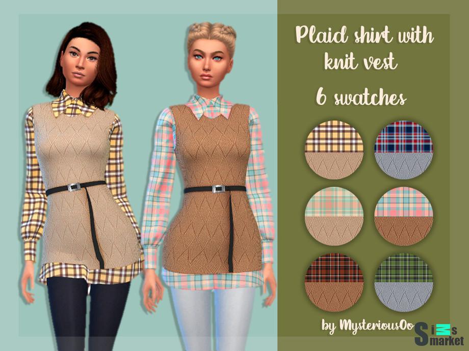 Платье Plaid by MysteriousOo для Симс 4. Скачать мод