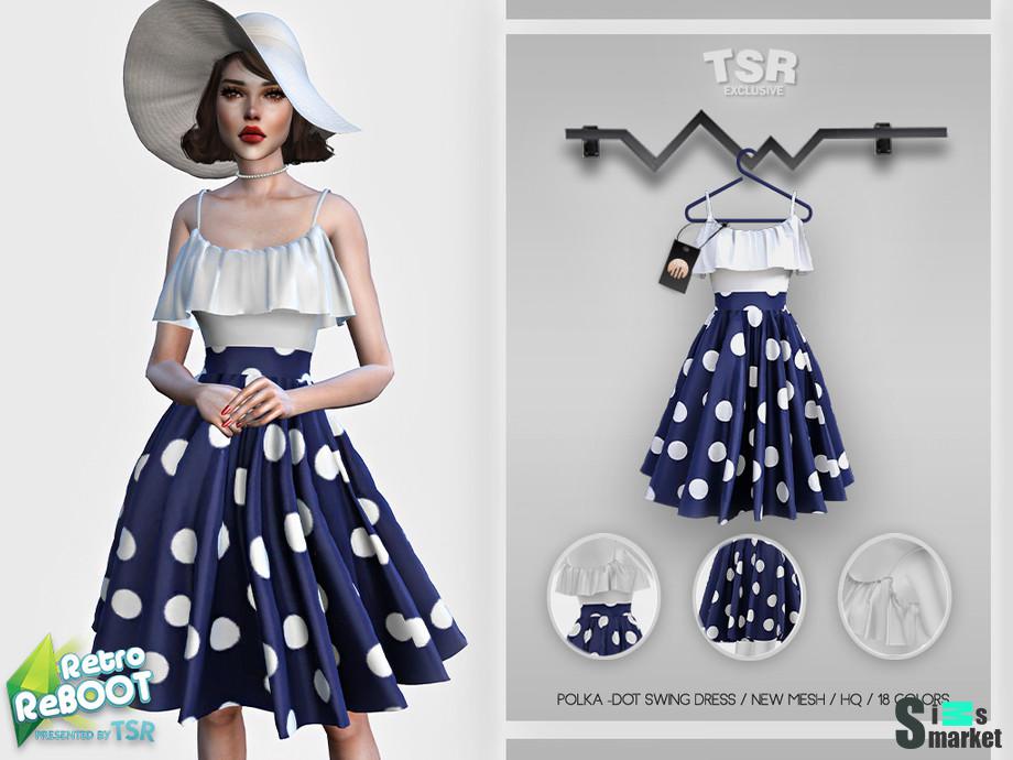 Платье Polka by busra-tr для Симс 4. Скачать мод