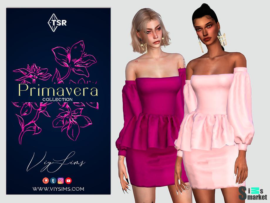Платье PRIMAVERA by Viy Sims для Симс 4. Скачать мод