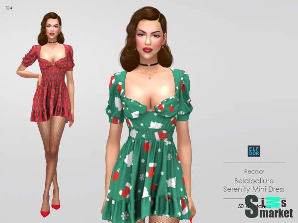 Платье реколор Belaloallure serenity by elfdor для Симс 4. Скачать мод