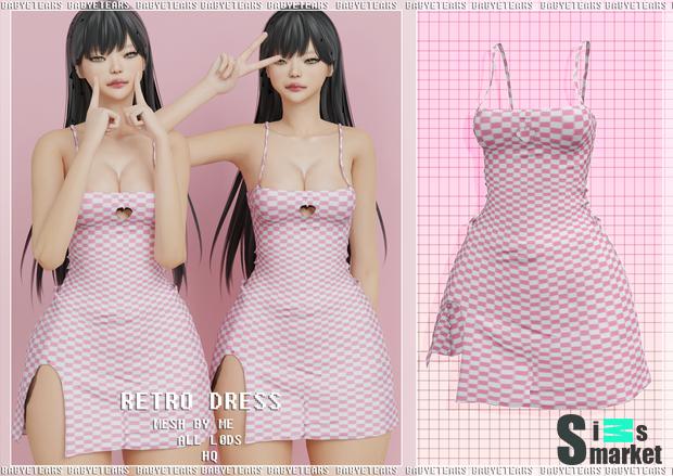 платье Retrodress by Babyetears для Симс 4. Скачать мод