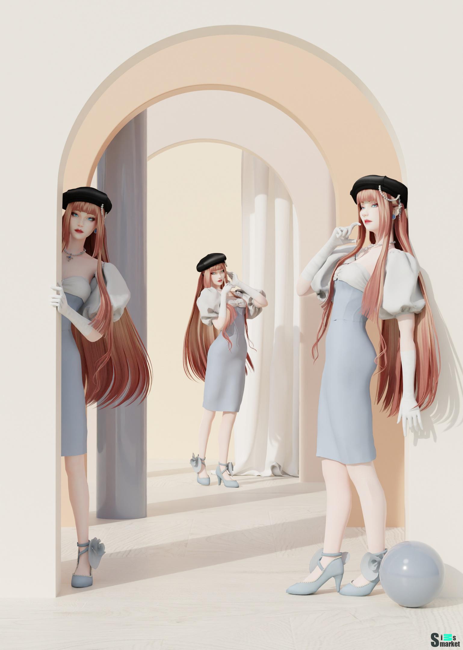 Платье Rita by Qualentina для Симс 4. Скачать мод