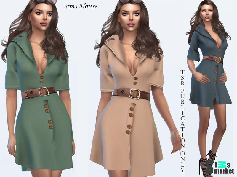 Платье Robe Chemise от SimsHouse для Симс 4. Скачать мод