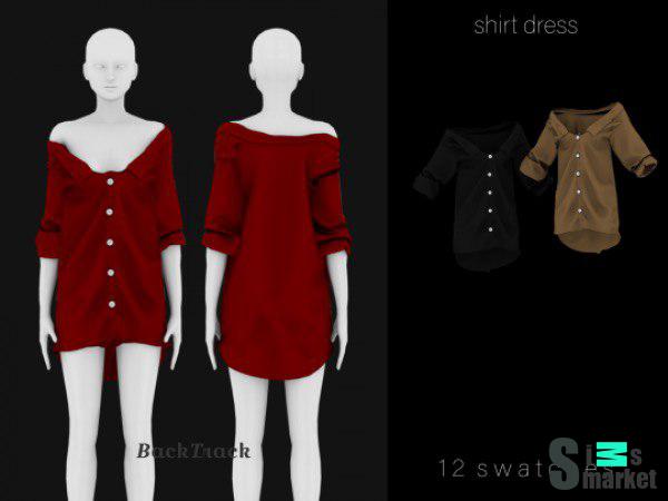 Платье-рубашка для Симс 4. Скачать мод