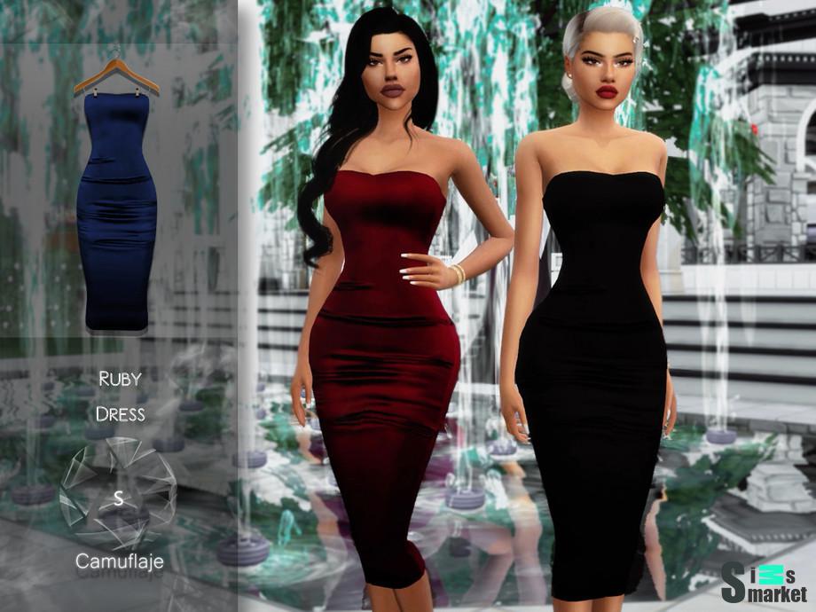 Платье Ruby by Camuflaje для Симс 4. Скачать мод