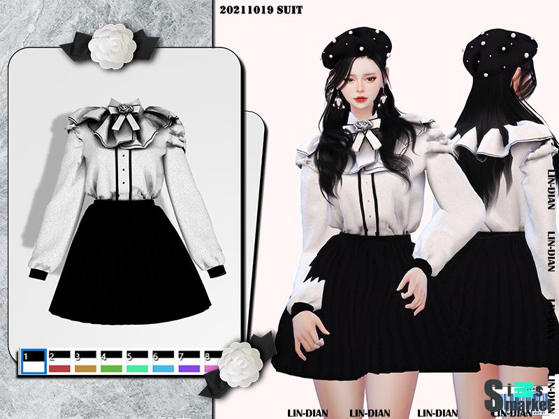 Платье Ruff by LIN_DIAN для Симс 4. Скачать мод