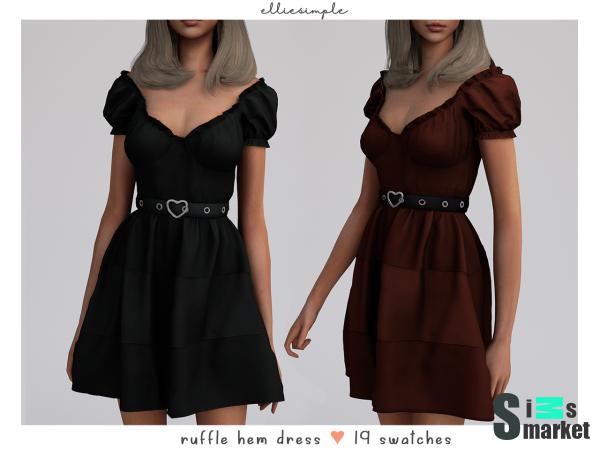 Платье ruffle by elliesimple для Симс 4. Скачать мод