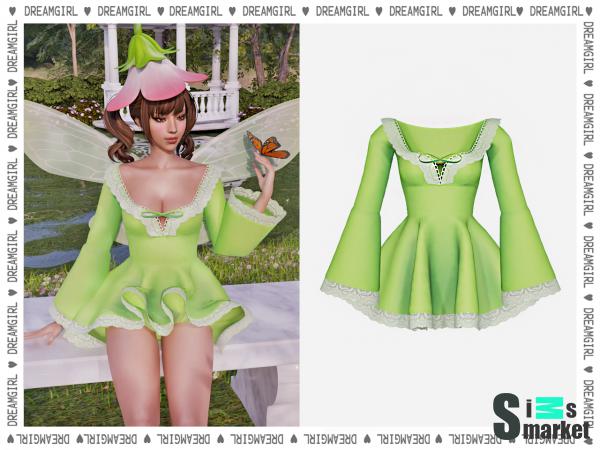 Платье ruffle lace by dreamgirl для Симс 4. Скачать мод